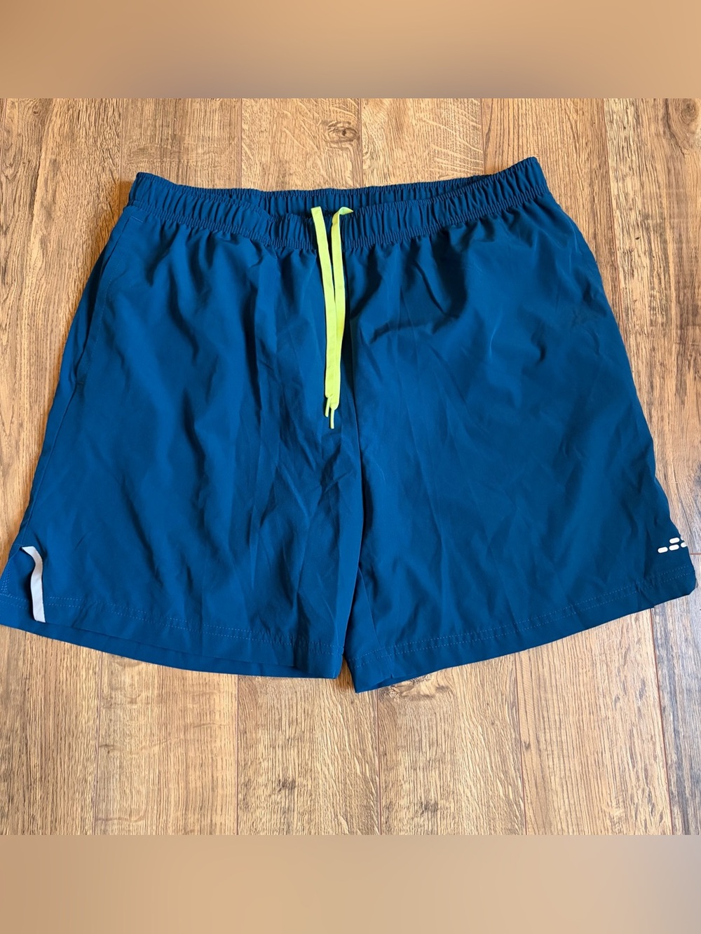 BCG Men's Blue Athletic Swim Shorts with Neon Drawcord Size XL